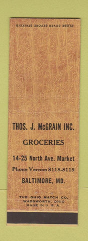 Matchbook Cover - McGrain Grocery Baltimore MD