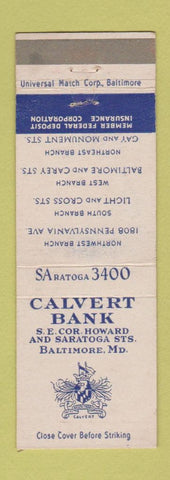 Matchbook Cover - Calvert Bank Baltimore MD