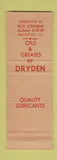 Matchbook Cover - Drydene oil gas Baltimore MD