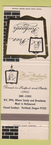 Matchbook Cover - Poor Richard's Portland OR