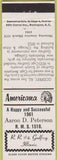 Matchbook Cover - Perkins Americana Aaron Peterson RMS Godfrey IL White