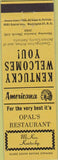 Matchbook Cover - Perkins Americana Opal's Restaurant McKee KY Yellow