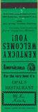 Matchbook Cover - Perkins Americana Opal's Restaurant McKee KY Green