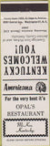 Matchbook Cover - Perkins Americana Opal's Restaurant McKee KY White