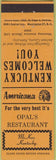Matchbook Cover - Perkins Americana Opal's Restaurant McKee KY Orange