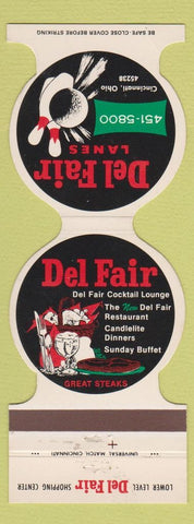 Matchbook Cover - Del Fair Lanes Bowling Cincinnati OH