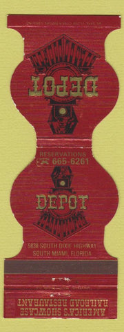 Matchbook Cover - Depot Restaurant South Miami FL