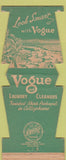Matchbook Cover - Vogue Laundry Clenaers Miami Beach FL WORN Jewelite