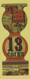 Matchbook Cover - 13 Coins Restaurant Seattle WA