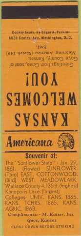 Matchbook Cover - Perkins Americana Gove KS Orange