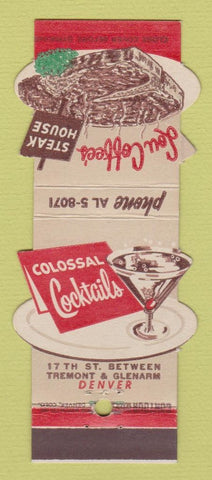 Matchbook Cover - Lou Coffee's Steak House Denver Colorado Contour