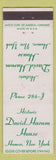 Matchbook Cover - David Harum House Homer NY