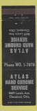 Matchbook Cover - Atlas Hard Chrome Service Cleveland OH