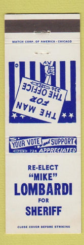 Matchbook Cover - Mike Lombardi Sheriff Election