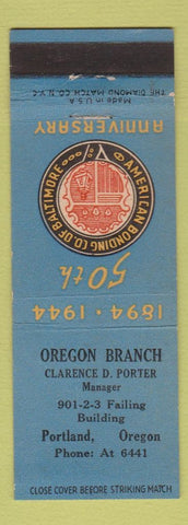 Matchbook Cover - American Bonding Clarence Porter Portland OR 1944