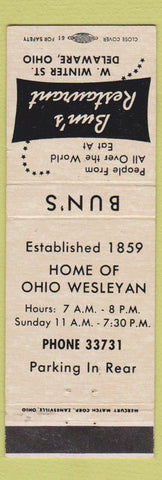 Matchbook Cover - Bun's Resta;urant Delaware OH