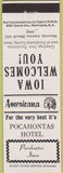 Matchbook Cover - Perkins Americana Pocahontas Hotel  IA White