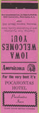 Matchbook Cover - Perkins Americana Pocahontas Hotel  IA Pink
