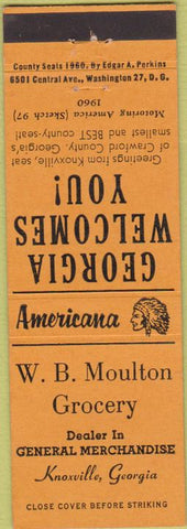 Matchbook Cover - Perkins Americana WB Moulton Grocery Knoxville GA Orange