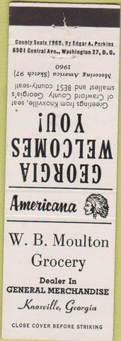 Matchbook Cover - Perkins Americana WB Moulton Grocery Knoxville GA White