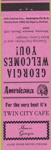 Matchbook Cover - Perkins Americana Twin City Cafe Homer GA Pink