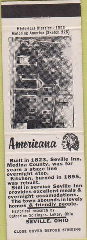 Matchbook Cover - Perkins Americana Seville Inn OH OH White