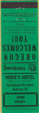 Matchbook Cover - Perkins Americana Robie's Motel Moro OR Green