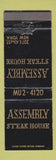 Matchbook Cover - Assembly Steak House New York City WEAR