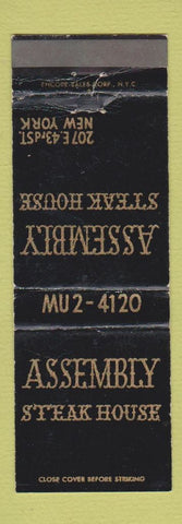 Matchbook Cover - Assembly Steak House New York City WEAR