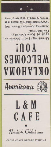 Matchbook Cover - Perkins Americana L and M Cafe Newkirk  OK White