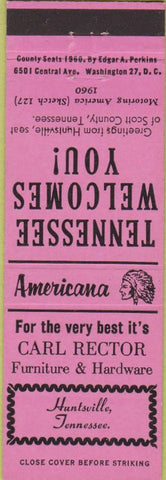 Matchbook Cover - Perkins Americana Lakeview Motel Harriman TN Pink