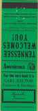 Matchbook Cover - Perkins Americana Lakeview Motel Harriman TN Green