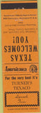 Matchbook Cover - Perkins Americana Turner's Texaco oil gas Lipscomb TX Orange