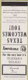 Matchbook Cover - Perkins Americana Turner's Texaco oil gas Lipscomb TX White