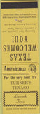 Matchbook Cover - Perkins Americana Turner's Texaco oil gas Lipscomb TX Yellow