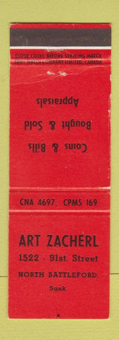 Matchbook Cover - Art Zacherl North Battleford SK WEAR