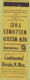 Matchbook Cover - Perkins Americana Continetnal Divide NM Yellow