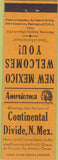 Matchbook Cover - Perkins Americana Continetnal Divide NM Orange