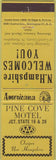 Matchbook Cover - Perkins Americana Pine Cove Motel Ossippe NH Yellow