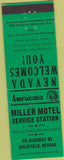 Matchbook Cover - Perkins Americana Miller Motel oil gas Goldfield  NV Green