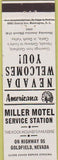Matchbook Cover - Perkins Americana Miller Motel oil gas Goldfield  NV White