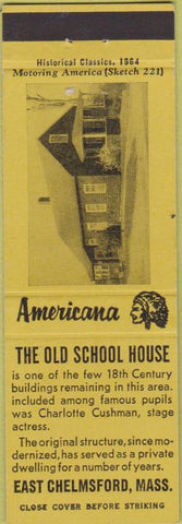 Matchbook Cover - Perkins Americana Old School East Chelmsford MA Yellow