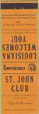 Matchbook Cover - Perkins Americana St John Club Edgard LA Orange