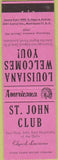 Matchbook Cover - Perkins Americana St John Club Edgard LA Pink