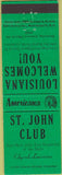 Matchbook Cover - Perkins Americana St John Club Edgard LA Green