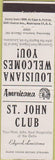 Matchbook Cover - Perkins Americana St John Club Edgard LA White