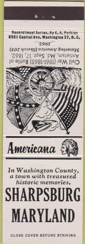 Matchbook Cover - Perkins Americana Civil War Sharpsburg MD White