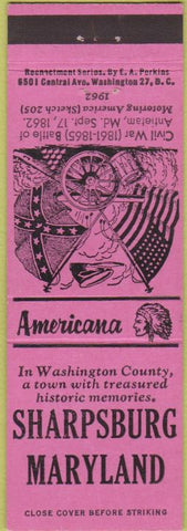 Matchbook Cover - Perkins Americana Civil War Sharpsburg MD Pink