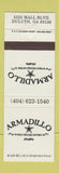 Matchbook Cover - Armadillo Restaurant Duluth GA Atlanta