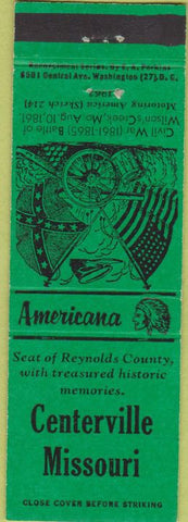 Matchbook Cover - Perkins Americana Civil War Centerville MO Gold